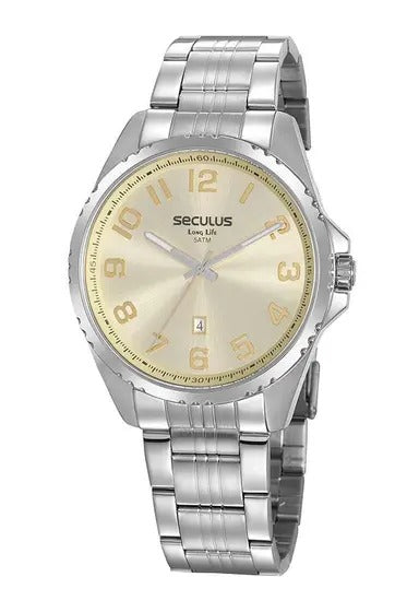 Relógio Seculus Analógico Prata Long Life
