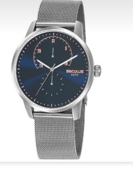 Relógio Seculus Analógico pulseira Esteira Prata