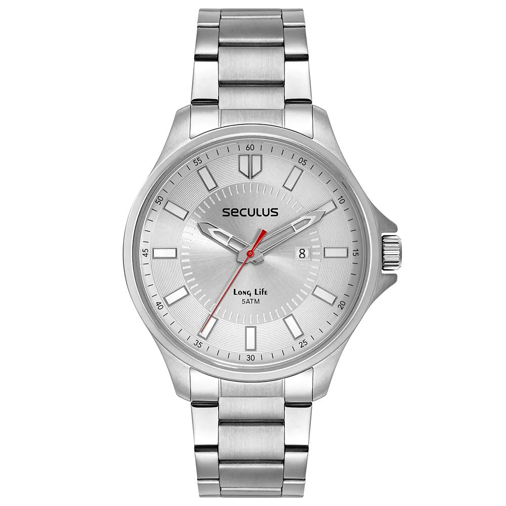 Relógio Seculus Analógico Prata Long life