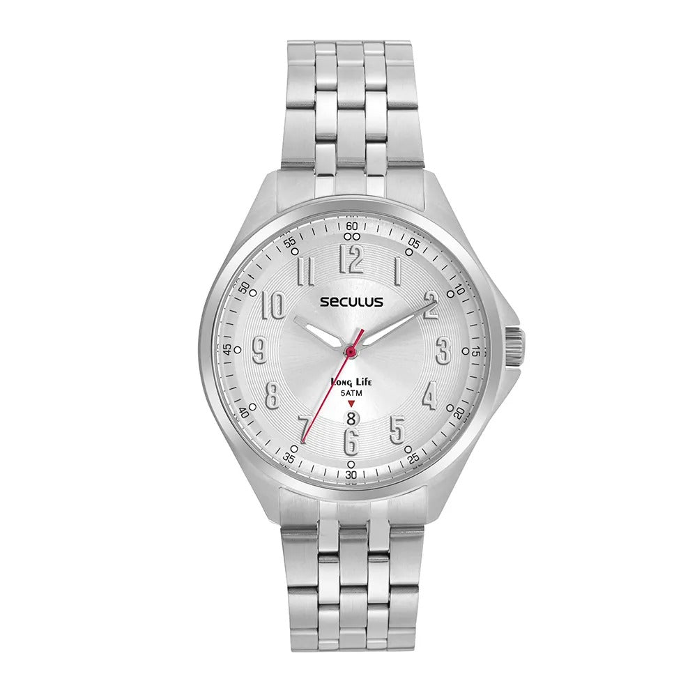 Relógio Seculus Analógico Prata Long Life