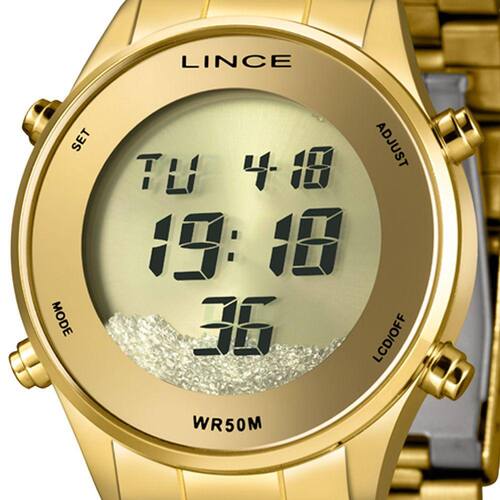 Relógio Lince Digital Dourado
