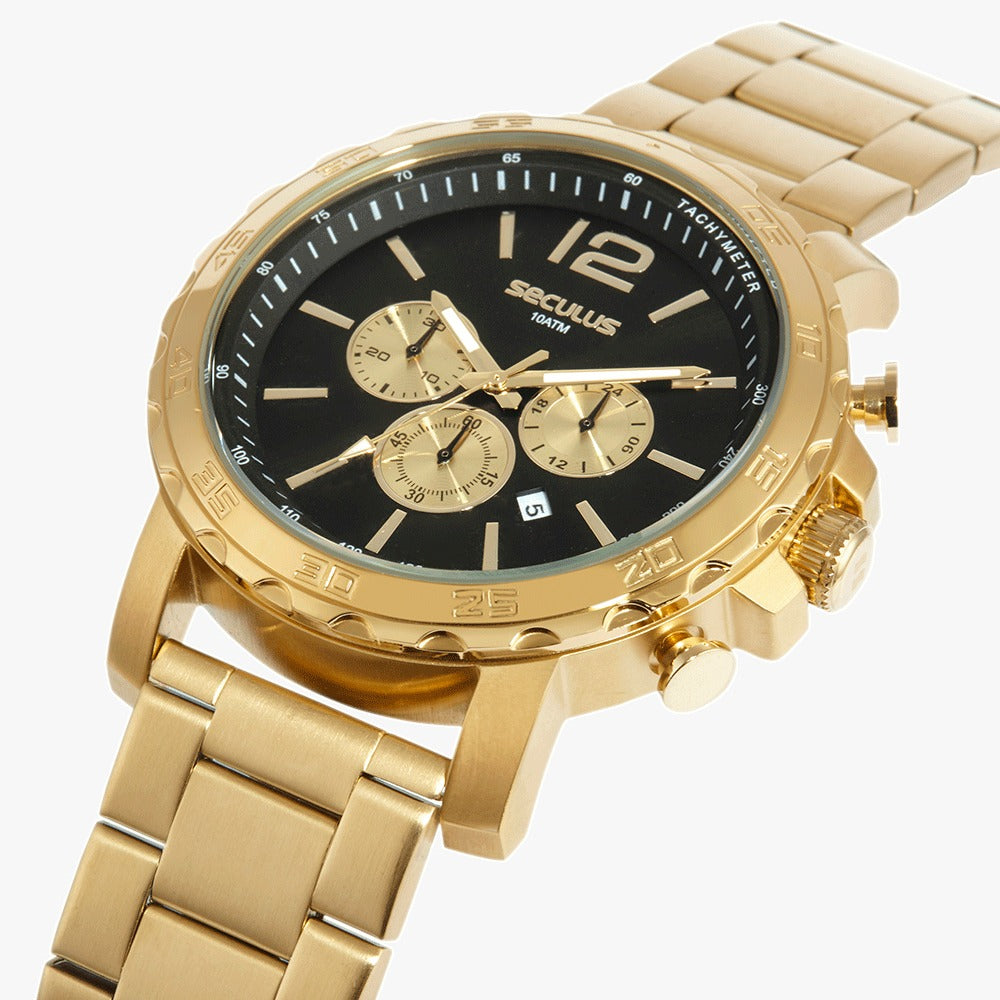 Relógio Seculus Analógico Dourado
