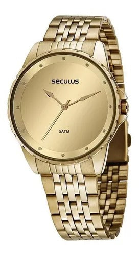 Relógio Seculus Analógico Dourado