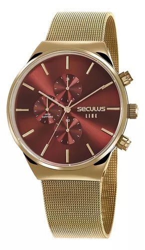 Relógio Seculus Anaçógico Dourado