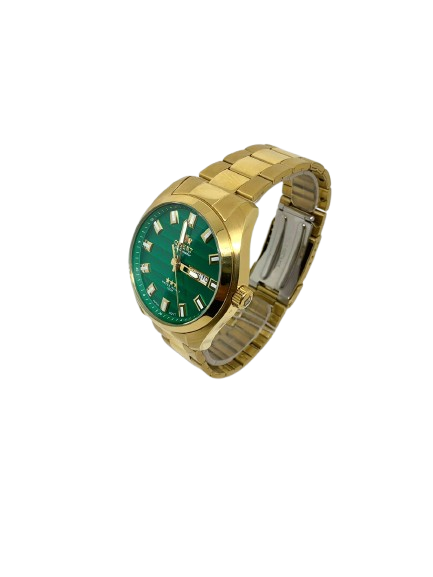 Relógio Orient Masculino Automático Dourado Fundo Verde 469GP076F