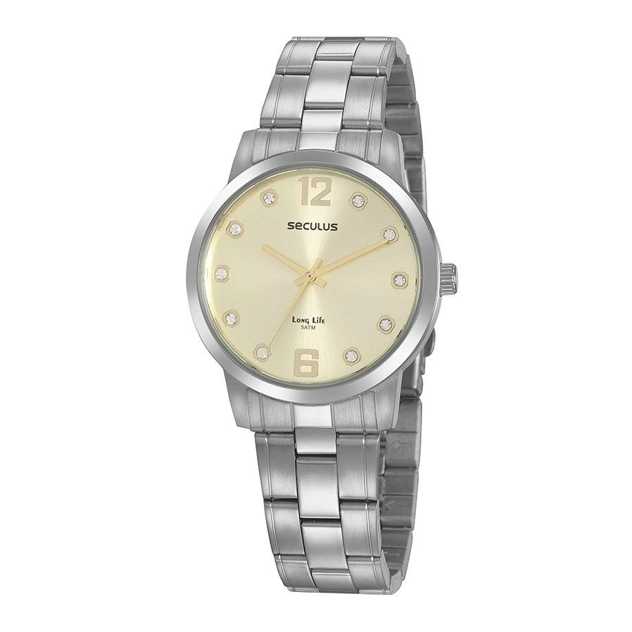 Relógio Seculus Analógico Prata