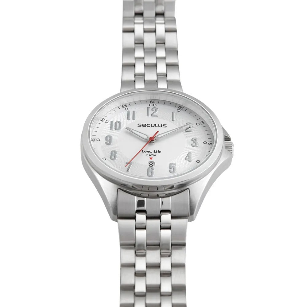 Relógio Seculus Analógico Prata Long Life