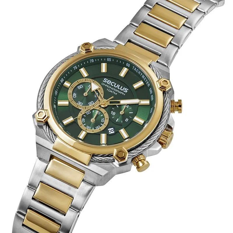 Relógio Seculus Analógico Bicolo Cronógrafo