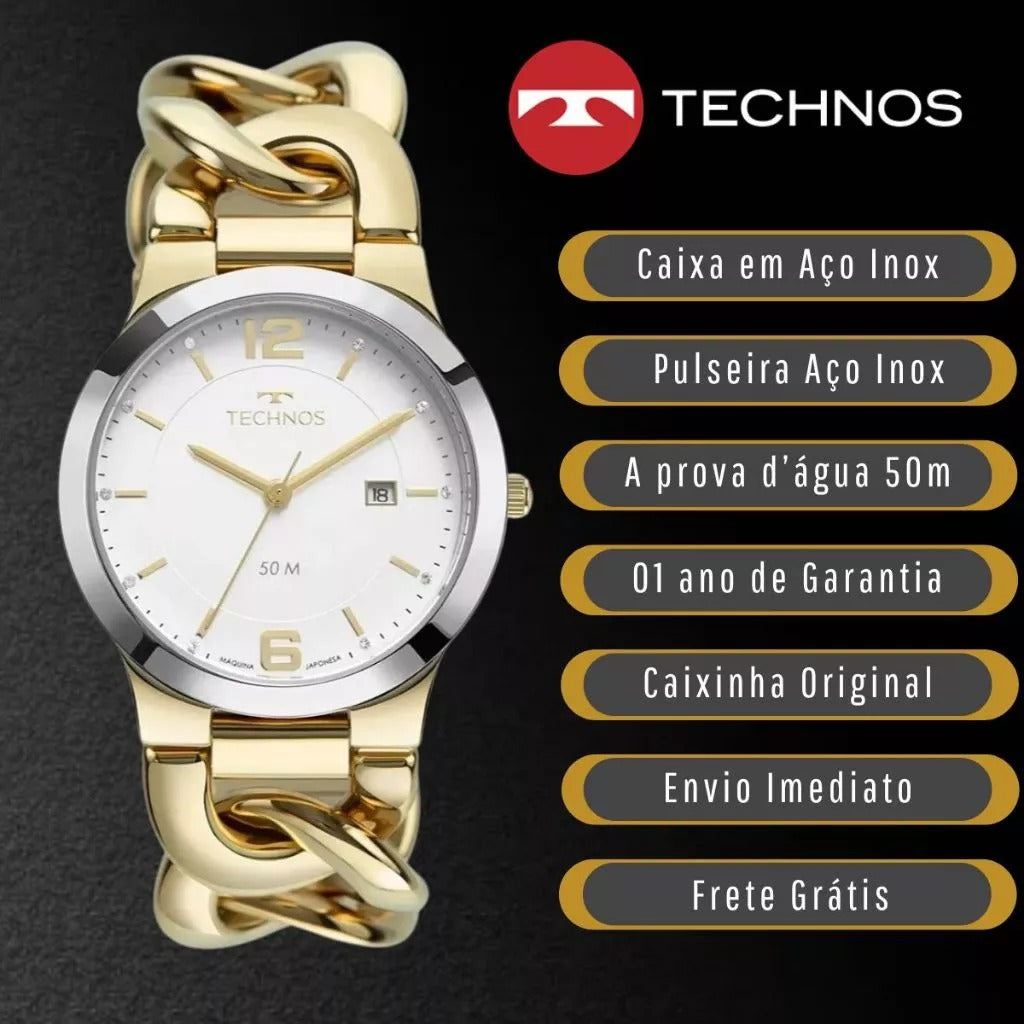 Relógio Technos Analógico Dourado