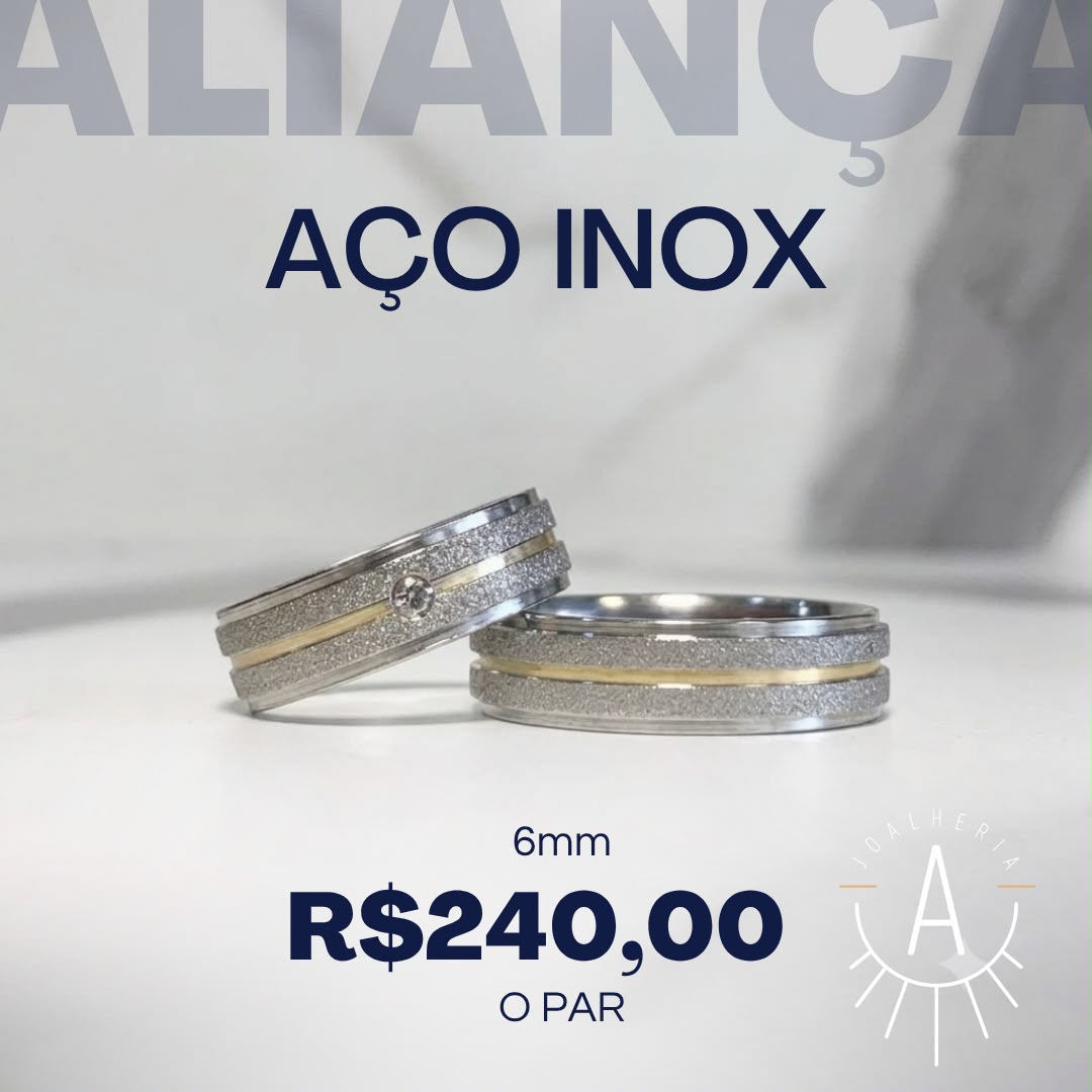 Aliança diamantada fio central dourado