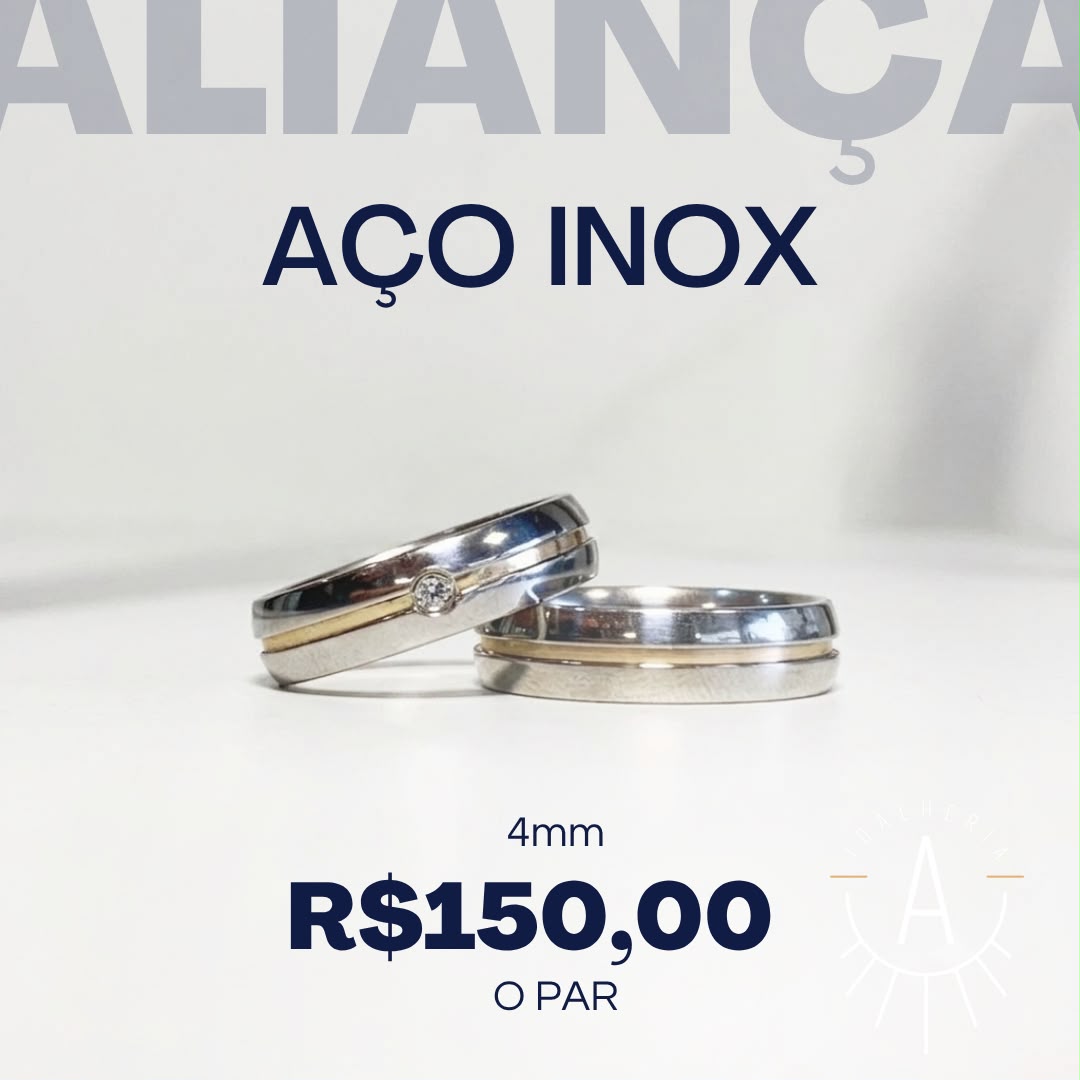 Aliança abaulada fio central dourado