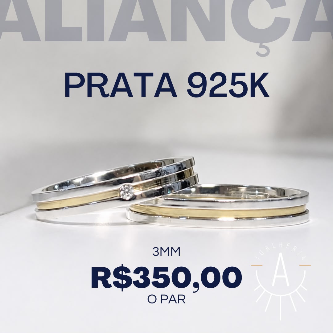 Aliança fio central dourado