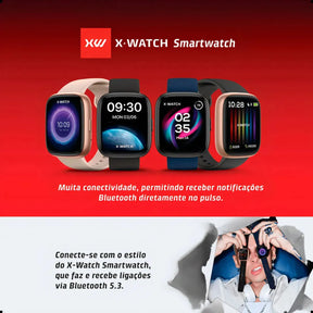 Relógio Smartwatch X-watch Troca Pulseira Compatível Alexa Preto