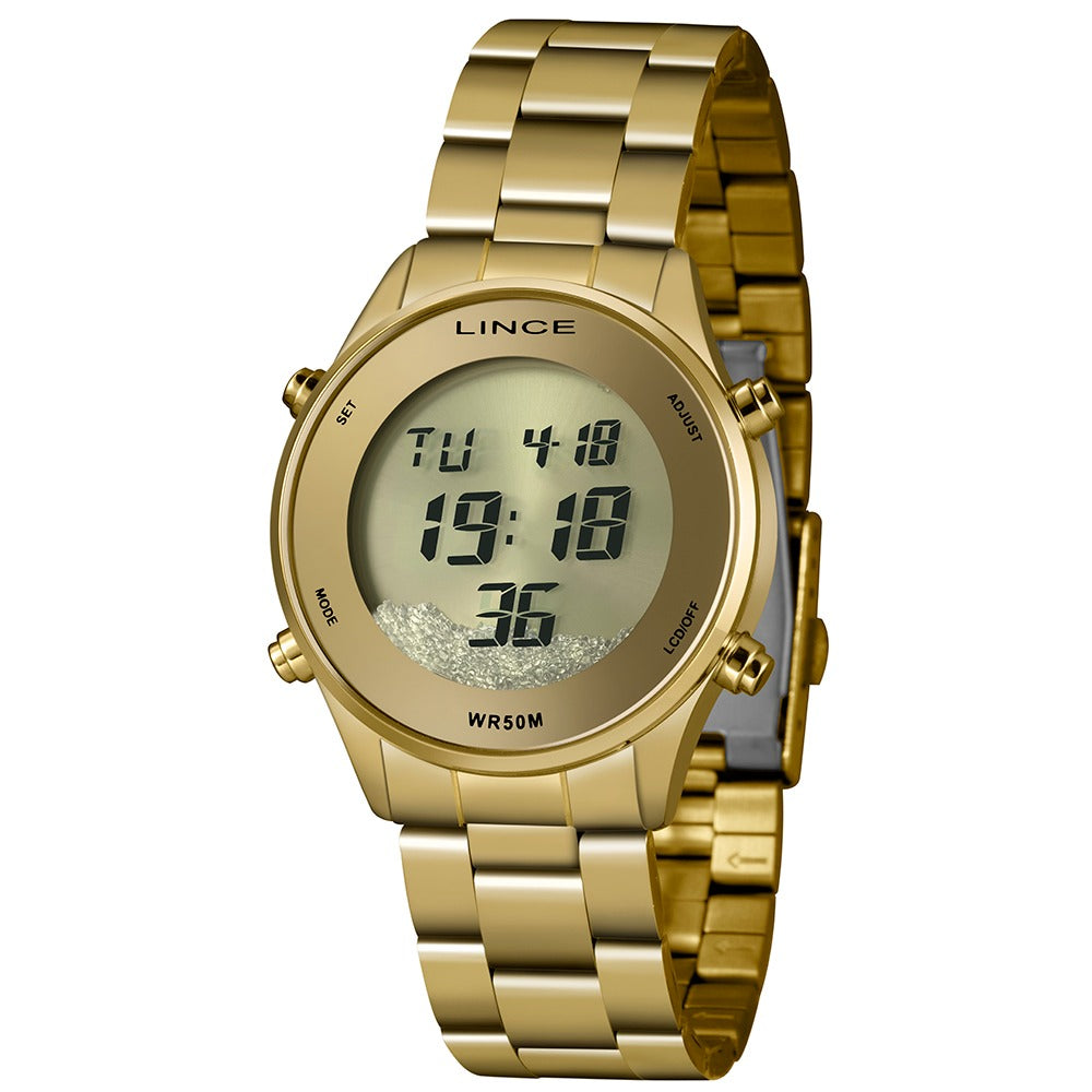 Relógio Lince Digital Dourado
