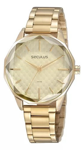 Relógio Seculus Analógico Dourado