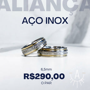 Aliança fio central e dois fio laterais dourados