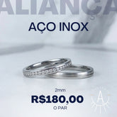 Aliança fio central cravejado