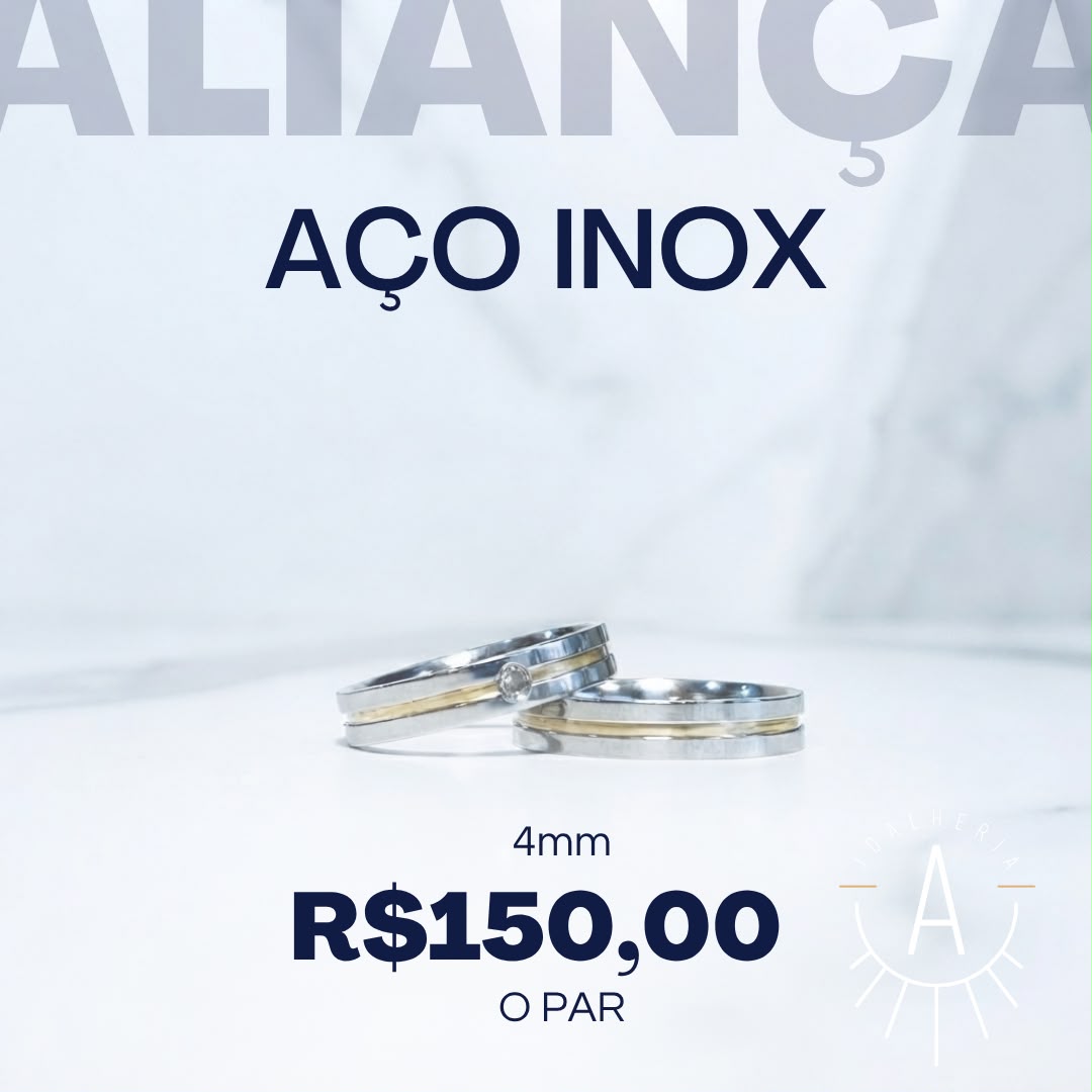 Aliança fio central dourado