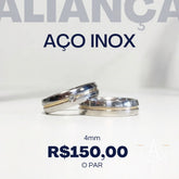 Aliança abaulada fio central dourado