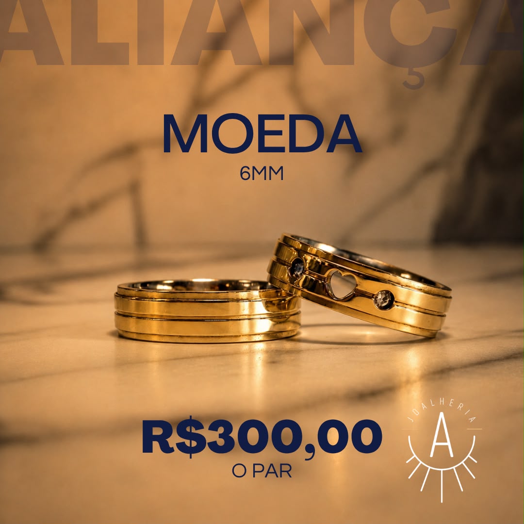 Aliança Coração Fio Coração 6mm