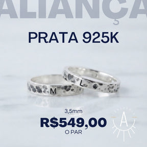 Aliança martelada oxidada