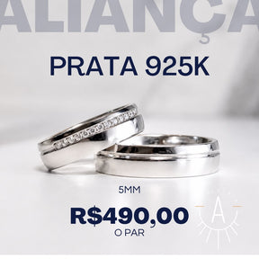 Aliança fio lateral cravejado