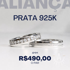 Aliança abaulada fio central cravejado