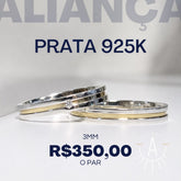 Aliança fio central dourado